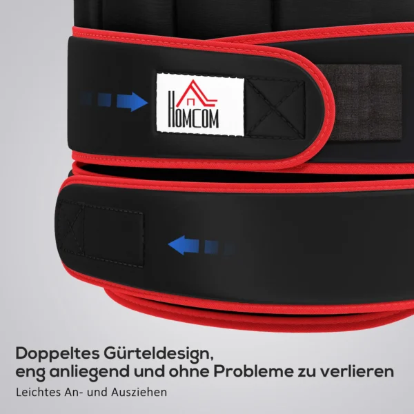 20 kg trainingsvest gewichtsvest met dubbele riemen verstelbaar krachttraining fitness oxford metaal zand zwart+rood 60 x 50 cm 7