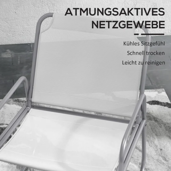 3 delig bistro set balkonmeubel set met 1 tafel 2 stoelen tuinzitgroep voor tuin terras mesh lichtgrijs 7