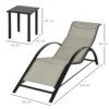 3 delig tuinligstoel set met tafel, tuinset met 2 zonneligstoelen en 1 bijzettafel, metaal grijs en zwart voor terras en tuin 4