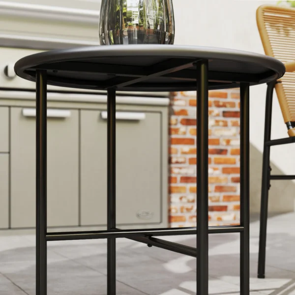 3 dlg. rattan bistroset, zitgroep, tuinset met 2 tuinstoelen, salontafel, balkonmeubel set voor tuin, terras, staal, geel 10
