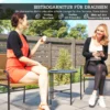 3 dlg. rattan bistroset, zitgroep, tuinset met 2 tuinstoelen, salontafel, balkonmeubel set voor tuin, terras, staal, geel 5