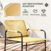 3 dlg. rattan bistroset, zitgroep, tuinset met 2 tuinstoelen, salontafel, balkonmeubel set voor tuin, terras, staal, geel 6