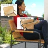 3 dlg. rattan bistroset, zitgroep, tuinset met 2 tuinstoelen, salontafel, balkonmeubel set voor tuin, terras, staal, geel 7