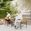 3 dlg. rattan bistroset, zitgroep, tuinset met 2 tuinstoelen, salontafel, balkonmeubel set voor tuin, terras, staal, geel 9