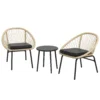 3 dlg. rattan tuinmeubelset, balkonmeubelset met salontafel & 2 stoelen, zitgroep met kussens, weerbestendig, polyester, geel 1