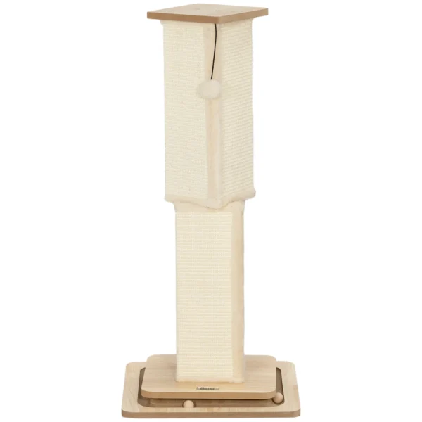 3 in 1 krabpaal, 87cm krabkolom, sisal kattenkrabboom met speelbal, krabboom voor katten, katten krabmeubilair, binnen, eiken 1