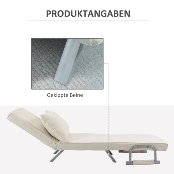 3 in 1 slaapbank met armleuning, slaapstoel, logeerbed, vouwmatras, vouwbed, chaise longue, polyester, crème, 65 x 69 x 80 cm 8