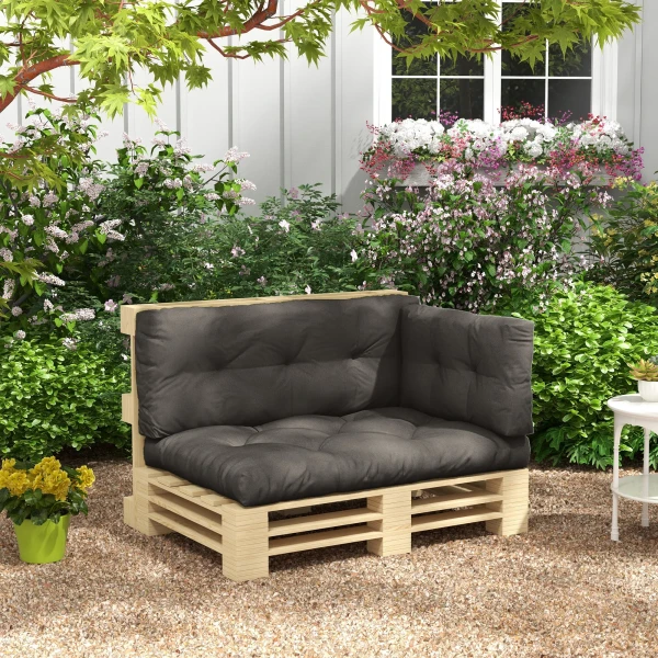 3 zits palletkussen 120cm x 80cm x 12cm bankkussen met uv bescherming tuinbankkussen waterafstotend kussen voor tuin, balkon donkergrijs 2