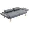 3 zitsbank met slaapfunctie, 170x83x80cm, met 3 traps verstelbare rugleuning en voeten, golfveren, sierkussens, linnenlook, grijs 1