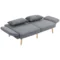3 zitsbank met slaapfunctie, 170x83x80cm, met 3 traps verstelbare rugleuning en voeten, golfveren, sierkussens, linnenlook, grijs 1