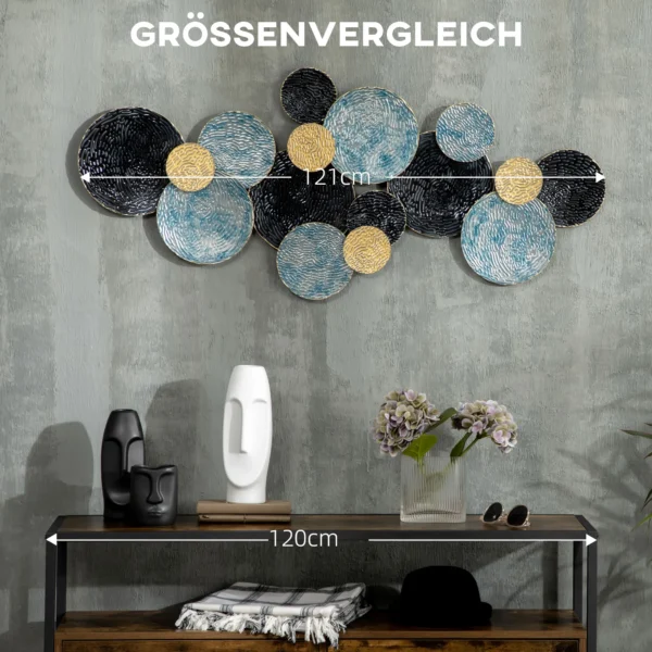 3d wanddecoratie metaalbeeld wandsculptuur moderne woonkamerkunst 121x53cm in goud zwart blauw voor stijlvolle decoratie 8