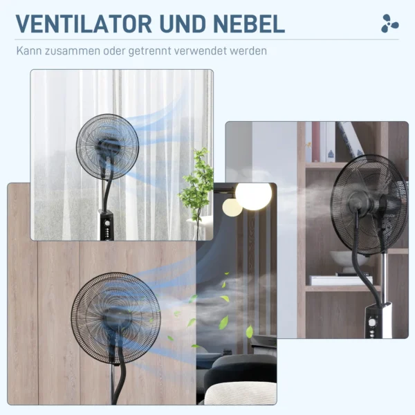 3l water tank capaciteit, 90w ventilator met nevel functie, 3 modi, timer functie, rollen, oscillerend, zwart 5