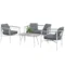 4 delig rattan tuinmeubelset met 1 salontafel, 2 stoelen en 1 dubbelbank zitgroep met schommelfunctie grijs voor tuin en terras 1
