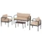 4 delig tuinmeubelset tuinset met 2 stoelen 1 salontafel van gehard glas 1 tweezits zitgroep met kussens staal khaki 1