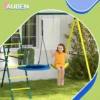 4 in 1 schommelset, schommel steiger, kinderschommel, dubbele schommel, basketbalring, klimladder, staal, geel 7