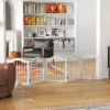 5 delig afscheidingshek voor honden, 254,5 x 61 cm, opvouwbaar hondenhek met deur, deurbeschermingshek met 2 steunvoeten, vrijstaand traphek 10
