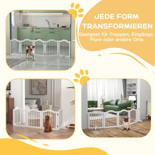 5 delig afscheidingshek voor honden, 254,5 x 61 cm, opvouwbaar hondenhek met deur, deurbeschermingshek met 2 steunvoeten, vrijstaand traphek 9