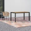 5 delig polyrattan tuinmeubelset voor 4 personen, weerbestendig balkonmeubilair met tafel 4 stoelen afneembaar zitkussen, outdoor terrasmeubilair lounge set voor balkon, tuin, natuurhout+khaki 4