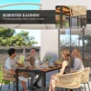 5 delig polyrattan tuinmeubelset voor 4 personen, weerbestendig balkonmeubilair met tafel 4 stoelen afneembaar zitkussen, outdoor terrasmeubilair lounge set voor balkon, tuin, natuurhout+khaki 8