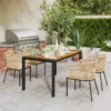 5 delig polyrattan tuinmeubelset voor 4 personen, weerbestendig balkonmeubilair met tafel 4 stoelen afneembaar zitkussen, outdoor terrasmeubilair lounge set voor balkon, tuin, natuurhout+khaki 9
