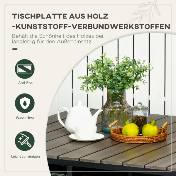 5 dlg polyrattan tuinmeubelset eettafel met 4 stoelen en bijzettafel, stijlvolle eetgroep voor balkon en tuin 7