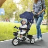 6 in 1 driewieler met duwstang tot 25 kg, opvouwbare kinderdriewieler met veiligheidsgordel, afneembaar zonnedak, bekerhouder & mand 2