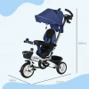 6 in 1 driewieler met duwstang tot 25 kg, opvouwbare kinderdriewieler met veiligheidsgordel, afneembaar zonnedak, bekerhouder & mand 4