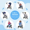 6 in 1 driewieler met duwstang tot 25 kg, opvouwbare kinderdriewieler met veiligheidsgordel, afneembaar zonnedak, bekerhouder & mand 5