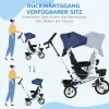 6 in 1 driewieler met duwstang tot 25 kg, opvouwbare kinderdriewieler met veiligheidsgordel, afneembaar zonnedak, bekerhouder & mand 7