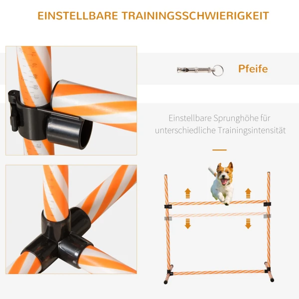 6tlg agility set honden agility uitrustingsset met vlechtstangen fluit draagtas voor hondentraining accessoires oranje 5