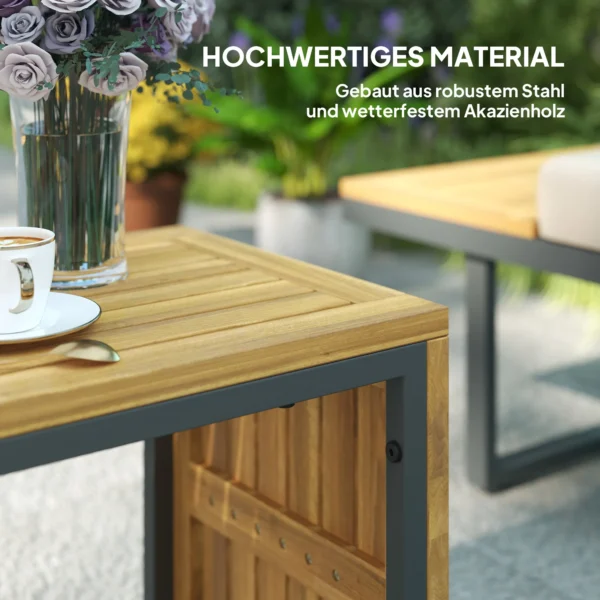 Acaciahout tuinmeubelset 6 personen l vormige tuinlounge met hoekbank verstelbare rugleuning bijzettafel kussens balkonmeubelset buitenzitgroep voor tuin terras balkon lichtgrijs 5