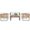 Acaciahout tuinmeubelset zitgroep voor 4 personen tuinlounge met 2 zits sofa 2 stoelen kussens bijzettafel in lamellenontwerp outdoor balkonmeubilair terrasmeubilair voor tuin balkon beige 1