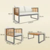 Acaciahout tuinmeubelset zitgroep voor 4 personen tuinlounge met 2 zits sofa 2 stoelen kussens bijzettafel in lamellenontwerp outdoor balkonmeubilair terrasmeubilair voor tuin balkon beige 4