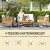 Acaciahout tuinmeubelset zitgroep voor 4 personen tuinlounge met 2 zits sofa 2 stoelen kussens bijzettafel in lamellenontwerp outdoor balkonmeubilair terrasmeubilair voor tuin balkon beige 5