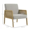 Accentstoel relaxstoel loungestoel met armleuning in rattanlook gestoffeerd in linnenlook voor woonkamer & ontspanning 4