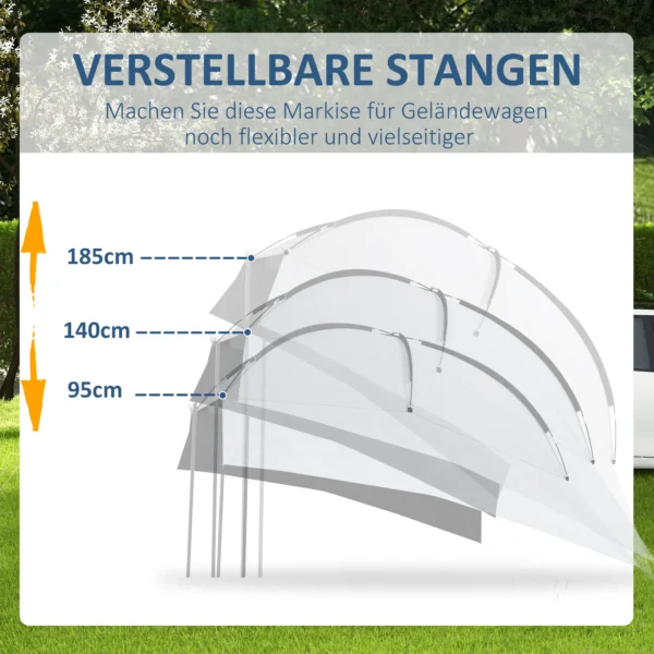 Achtertent voor auto's waterdichte autotent met stalen frame 3x2,6x2,3 2,6m regen & zonbescherming draagbaar voor kamperen & buiten 7