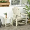 Adirondack tuinstoel met bijzettafel en voetenbankje, terrasstoel met armleuningen gemaakt van hdpe, zandkleurig voor tuin en balkon 2