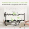 Afdruiprek 2 laags afwasrek met haken en afdruipbak van staal, zwart 51 93 cm voor keuken 8
