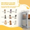 Afscheidingshek hond 4 delig, 204 x 75 cm opvouwbaar deurbeschermingshek met deur, vrijstaand hondenhek met 2 steunvoeten, traphekje van hout voor gang, keuken, trap, lichtgrijs 9