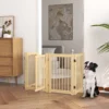Afscheidingshek hond 4 delig 204 x 75 cm opvouwbaar met deur, vrijstaand hondenhek van hout met 2 steunvoeten voor gang keuken trap natuur 2