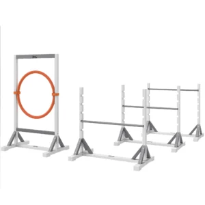 Agility set honden 4 delige agility uitrusting voor hondentraining stekhurdleset met in hoogte verstelbare horden ring trainingsaccessoires coördinatietraining agilityset voor spellen training 1