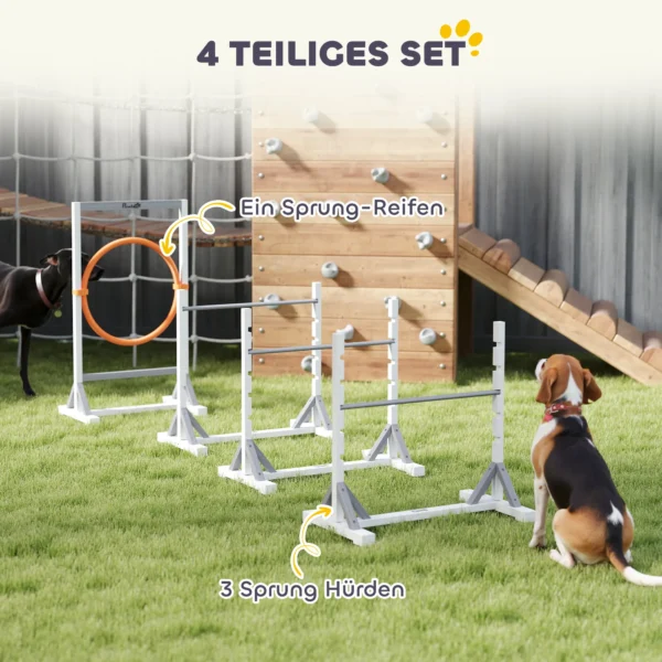 Agility set honden 4 delige agility uitrusting voor hondentraining stekhurdleset met in hoogte verstelbare horden ring trainingsaccessoires coördinatietraining agilityset voor spellen training 5