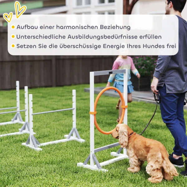 Agility set honden 4 delige agility uitrusting voor hondentraining stekhurdleset met in hoogte verstelbare horden ring trainingsaccessoires coördinatietraining agilityset voor spellen training 8