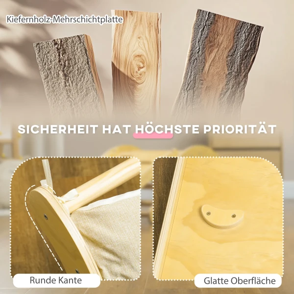 Aiyaplay 4 in 1 klimrek set met glijbaan, klimdriehoek om te glijden en klimmen, klimspeelgoed van hout, voor kinderen 1,5 4 jaar, binnen, natuurhout 6