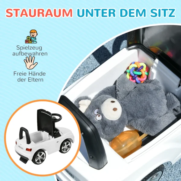Aiyaplay bentley bentayga glijauto, glijdend voertuig met claxon, kinderrijtuig, kinderauto met kantelbeveiliging, vanaf 18 maanden, wit, 67x29x39 cm 7