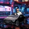 Aiyaplay kinder elektrische auto 12v kinderwagen met afstandsbediening, muziek, elektrisch voertuig met licht, usb/mp3 aansluiting, achteruitfunctie, tot 5 km/u, voor kinderen 3 6 jaar, zwart 2