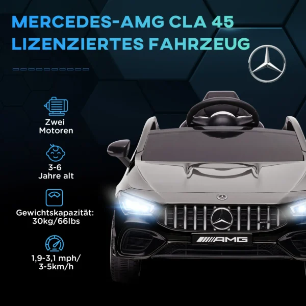Aiyaplay kinder elektrische auto 12v kinderwagen met afstandsbediening, muziek, elektrisch voertuig met licht, usb/mp3 aansluiting, achteruitfunctie, tot 5 km/u, voor kinderen 3 6 jaar, zwart 5