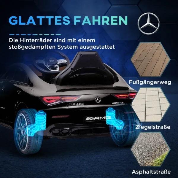 Aiyaplay kinder elektrische auto 12v kinderwagen met afstandsbediening, muziek, elektrisch voertuig met licht, usb/mp3 aansluiting, achteruitfunctie, tot 5 km/u, voor kinderen 3 6 jaar, zwart 8