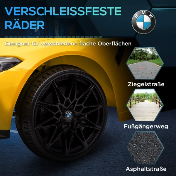 Aiyaplay kinder elektrische auto met 2,4g afstandsbediening en vering, elektrisch voertuig met mp3, usb en led lichten voor 3 6 jaar, geel 10