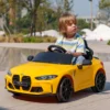 Aiyaplay kinder elektrische auto met 2,4g afstandsbediening en vering, elektrisch voertuig met mp3, usb en led lichten voor 3 6 jaar, geel 2